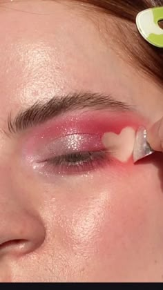 Eye Makeup Stickers, Pink Heart Eyeshadow, Pink Pearl Eye Makeup, Lover Era Eye Makeup, Lover Makeup Taylor Swift Heart, Eras Tour Lover Make Up Ideas, Lover Face Heart, Lover Album Makeup, Lover Heart Eye Taylor Swift