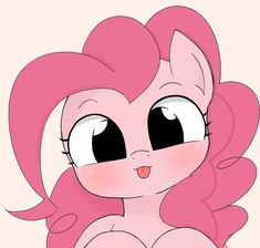 a pink pony with big eyes sitting down