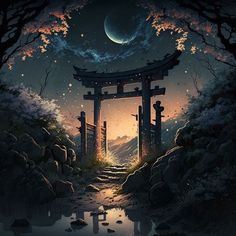 Asian Punk, Painting Ideas 2023, Japan Scenery, Peaceful Scenery, Beautiful Acrylic Painting, Easy Acrylic Painting Ideas, Salt Painting, Torii Gate