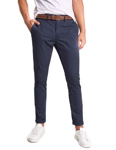 Pantalón chino Salsa Jeans Andy Slim Azul - Bicos de Fío Slim Fit Chinos, Look Older, Next Clothes, Men's Style, Mario, Lookbook, Sweatpants, Prom, Slim Fit