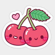 A cute doodle of a pair of cherries. Great for couples, sisters and best friends that goes in a pair! -- Choose from our vast selection of stickers to match with your favorite design to make the perfect customized sticker/decal. Perfect to put on water bottles, laptops, hard hats, and car windows. Everything from favorite TV show stickers to funny stickers. For men, women, boys, and girls. Cute Pics For Journal, Design For Sticker, Doodles Heart, Simple Stickers To Draw, Cute Ideas For Stickers, Friend Stickers, Cute Kawaii Stickers Diy, Cute Girls Stickers, Cute Images For Stickers