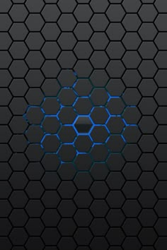 an abstract black and blue background with hexagonal shapes