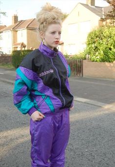 Vintage 80s Adidas Originals Shell Suit/Track Suit Eighties Outfits, Vintage Outfits 90s, 90s Fashion Women, Shell Suit, 90s Memories, Fashion 80s, Jackets Women