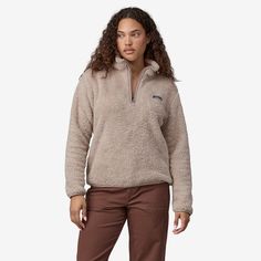 A soft, warm and versatile quarter-zip pullover built of 100% recycled polyester high-pile fleece with a slouchy fit so comfortable you won't want to take it off. Made in a Fair Trade Certified™ factory. | Patagonia Women's Los Gatos 1/4-Zip Fleece Pullover in Shroom Taupe, Small - Fleece Pullovers - Recycled Polyester Patagonia Clothing, Cool Doodles, Patagonia Women, Womens Thermal, Fleece Quarter Zip, Quarter Zip Fleece, Womens Fleece, Quarter Zip Pullover, Patagonia Womens