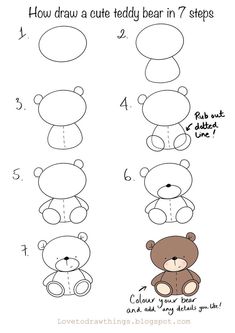 how to draw a teddy bear in 7 steps step by step drawing instructions for kids