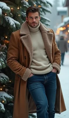 Mens Christmas Photo Outfit, Winter Looks For Men, Men European Fashion Winter, Mens Clothing Styles Winter Outfit, Men Casual Outfit Winter, Classy Outfits Men Winter, Winter Look Men, Winter Outfits Men Cold Weather Snow, Winter Outfits Cold Men