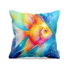 a pillow with a goldfish on it