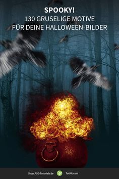 an advertisement for spooky's upcoming movie, fire in the sky with birds flying over it