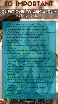 Questions to ask a guy before dating. Questions to ask a guy before dating conversation starters. Important 20 questions to ask a guy before dating. These questions can help you understand the guy's values, beliefs, and compatibility with your own desires and goals in a relationship. Asking questions is an excellent way to spark conversations and get to know someone better.  Whether you're getting to know a new crush or deepening your connection with a longtime partner, asking the right questions can lead to meaningful and engaging conversations. Question To Ask Before Dating, Questions Before Dating, Important Questions To Ask Before Dating, Questions To Ask A Guy Before Dating, Early Dating Questions, Important Questions To Ask Your Partner, Important Questions To Ask When Dating, Goals In A Relationship, 20 Questions To Ask A Guy