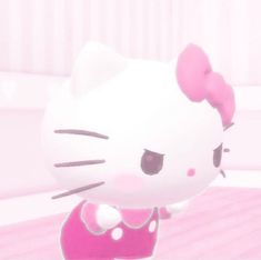 an animated image of a hello kitty in a pink dress