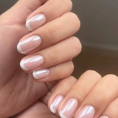 Powder Dipped Nails French Tip, French Tip Powder Dip Nails, Nail Powder Dip Colors, Glazed French Tip Nails, Nail Dipping Powder Designs, Doughnut Nails, Hailey Bieber Glazed Donut Nails, Opi Chrome, Short Nail Art Designs