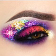 Firework Makeup, Ballroom Makeup, Nye Glam, Makeup Carnaval, Exotic Makeup, 4th Of July Makeup, Makeup Stencils, Diva Makeup, Throwing A Party