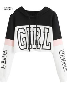 Step into the world of street-style sophistication with our UrbanChic Letterplay Crop Hoodie. This edgy and on-trend sweatshirt is not just a garment; it's a statement piece that effortlessly blends comfort and style. The standout feature of this hoodie is the captivating patchwork letters spelling out "Girl" boldly centered on the chest and running down the sides of the arms. The meticulous craftsmanship of the patchwork adds a touch of DIY charm, creating a unique and personalized feel to your Trendy Streetwear Sweater, Hip Hop Hoodie Top For Spring, Spring Hip Hop Hoodie Top, Trendy Streetwear Sweatshirt Hoodie, Trendy Hooded Cotton Tops, Trendy Cotton Hooded Top, Fall Hoodie Sweatshirt With Logo Print, Fall Logo Print Hoodie Sweatshirt, Hip Hop Winter Tops With Logo Print