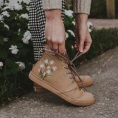 Sahara Sand Floral High Top Sneaker | BANGS Shoes Flowery Clothes Aesthetic, Dress Sneakers Women, Vintage High Top Sneakers, Cottagecore Sneakers, Adventurecore Aesthetic Outfit, Forest Outfit Aesthetic, Mountain Aesthetic Outfit, Cottage Core Shoes, Granola Girl Fits