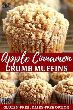 apple cinnamon crumb muffins on a cooling rack with the title above it