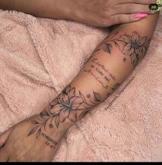 a woman's foot with flowers on it and the words, i love you