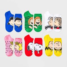 Stay comfy outdoors or indoors in the Women's Peanuts 6pk Low Cut Socks - Assorted Color 4-10, a great addition to any sock collection. Made from durable polyester material, these socks are designed to provide ultimate comfort and style. With a no-show height type, they are perfect for wearing with your favorite pair of sneakers or flats. The package includes 6 socks in assorted colors with Peanuts graphics, allowing you to mix and match to suit your mood or outfit. These midweight fabric socks Snoopy Dance, Ankle High Socks, Sock Collection, Snoopy Halloween, Halloween Socks, Low Cut Socks, Sock Packs, Body Stickers, Athletic Socks