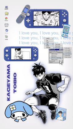 an advertisement for a video game console with anime characters on the front and back covers