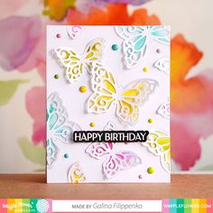 a birthday card with butterflies on it