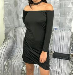 Black Tight Short Dress With Sleeves (Simple & Sexy) Black Tight Short Dress, Short Dress With Sleeves, Short Black Dress Tight, Long Tight Dresses, Black Mini Dresses, Tight Short Dress, Dress With Sleeves, Feminine Women, Elegant Ladies