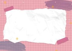 a piece of white paper with pink and purple paint on it, against a grid background