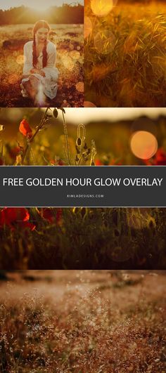 the golden hour glow overlay is shown in four different colors and sizes, with an image