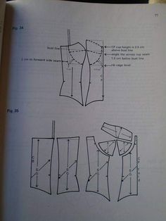 an open book with instructions on how to sew a top and pants for women