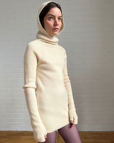 Model looks up and wears tight fitting wool hoodie in white Trashion Fashion, Ideal Closet, Grey Room, Photoshoot Concept, M S, Desi, Nice Dresses, Pinterest Likes, Personal Style