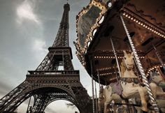 the eiffel tower and carousel in paris, france