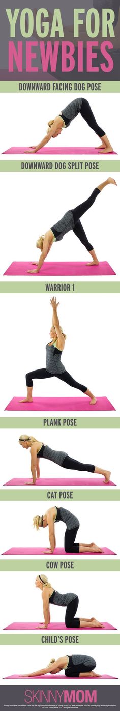 yoga poses for newbies to do in the morning or night, with different positions