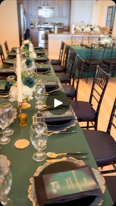 a long table set up with place settings