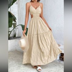 Reposhing This Item I Purchased From @Luvviva. Loved It, But Ready To Rotate For Something New. Questions? Leave A Comment Below! Beige Beach Outfit, Salty Granola, Colour Outfit, Moda Hippie, Preppy Prom, Business Formal Dress, Beige Colour, Formal Dresses Gowns, Womens Cami