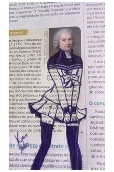 a paper cutout of a man in a dress with words written on it and an image of him