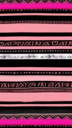 a pink, black and white striped background with an ornate design on the bottom half