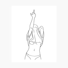 a line drawing of a woman raising her hand