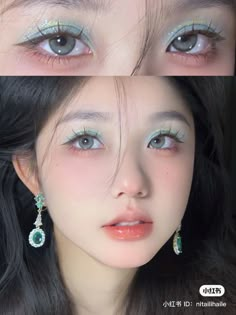 Pastel Douyin Makeup, Ocean Eye Makeup, Blue Douyin Makeup, Dope Makeup