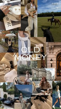 collage of old money photos with woman and dog