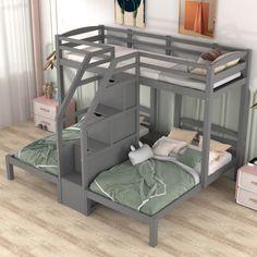 a bunk bed with stairs is shown in this image