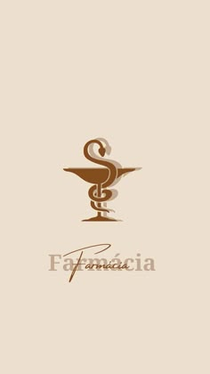 the logo for farmacia is shown in brown and beige colors, with a snake on