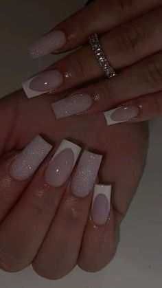 #repost#nailsfrench Spring Nails Dark, Nails Dark, Colored Acrylic Nails, French Acrylic Nails, Classy Acrylic Nails