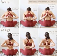 the woman is doing yoga exercises on her stomach and back while sitting in a lotus position