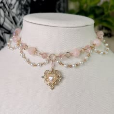 Princess Coquette Necklaces are carefully handmade and crafted with glass beads, faux pearls, and tarnish resistant gold.  Matching dainty earrings come with the necklace as a set. Princess Aesthetic Necklace, Princess Aesthetic Accessories, Pink Wedding Necklace, Princess Aesthetic Jewelry, Princess Core Jewelry, Coquette Pearl Necklace, Coquette Necklaces, Bridgerton Jewelry, Things To Sell On Etsy