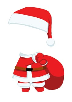 a santa claus suit and hat is shown in this cartoon style illustration, which appears to be overexposed