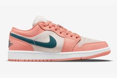 Wmns Air Jordan 1 Low ‘Light Madder Root’ Air Jordan Symbol, Jordan Symbol, Dark Teal Green, Wmns Air Jordan 1, Madder Root, Jordan Model, Jordan 11 Retro Low, Womens Air Jordans, Air Jordan 6