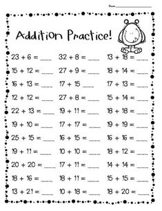 addition practice worksheet for students to help them learn how to add and sub