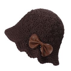 PRICES MAY VARY. Material:100% cotton, genuine leather bowknot, soft and comfortable. Size:Circumference:52-56cm/20.47''-22'', Bill brim: 6cm/2.3", Hat crown:13.5cm/5.3" ,one size fit most women and girls. Hand-knitted bucket hat with real leather bowknot decor at side, Not deform or wrinkle free when folded, keep you a elegant look forever. Easy to match with dresses, jeans, skirts and other wearings, which makes you elegant and fashion. It's a prefect accessory for your wardrobe. Great for par Winter Crochet, Pretty Hats, Stylish Caps, Crochet Bucket, Crochet Bucket Hat, Bowler Hat, Hat Handmade, Cloche Hat, Leather Bows