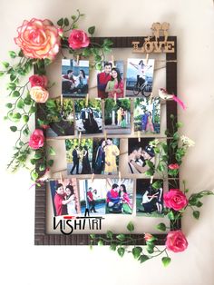 a collage of photos with flowers on it