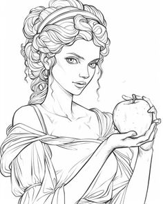 a woman holding an apple in her hand