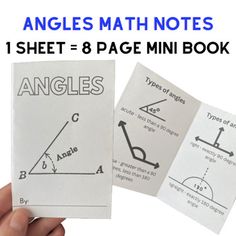 a hand holding two sheets of paper with angles on them