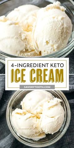 four ingredient keto ice cream in a glass bowl